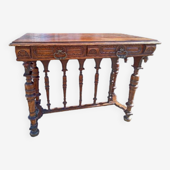 Petite table / bureau 2 tiroirs style Henri II