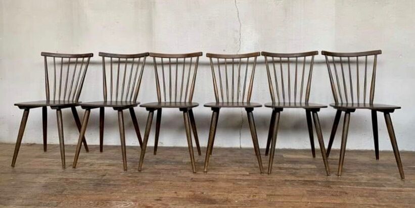 Series of 6 chairs bistro Baumann Model Menuet from the 1960s