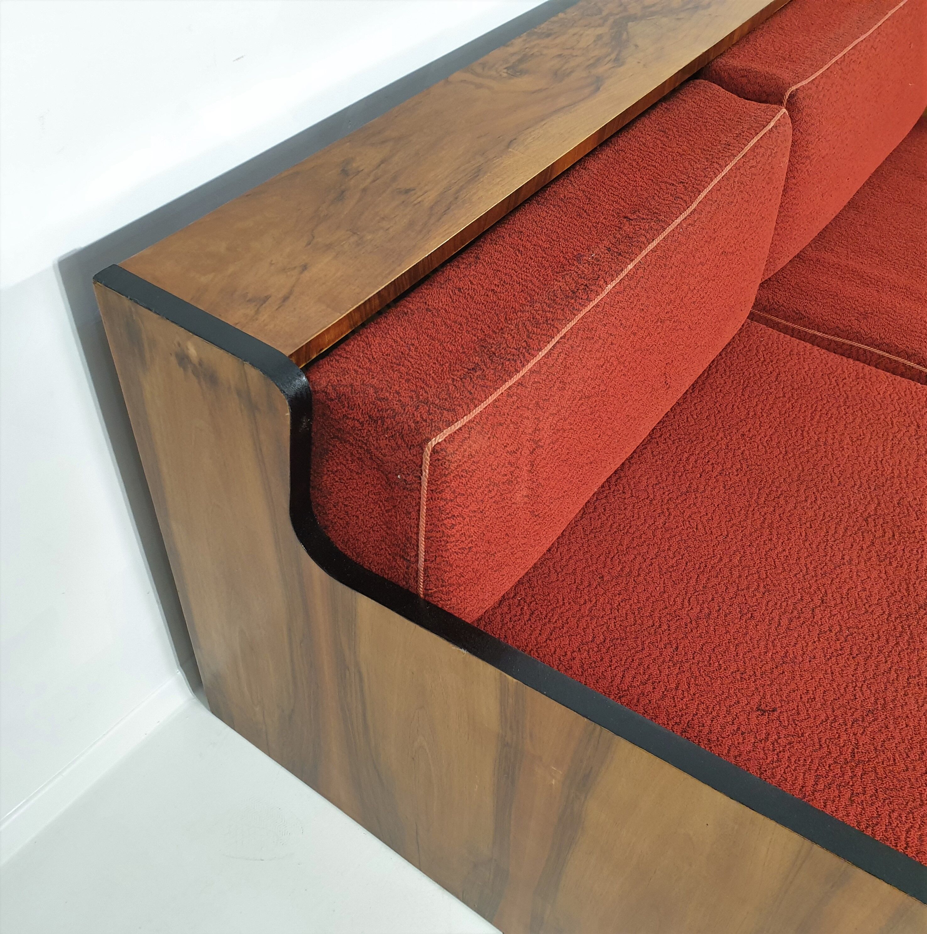 Art deco walnut sofa bed, 1960s