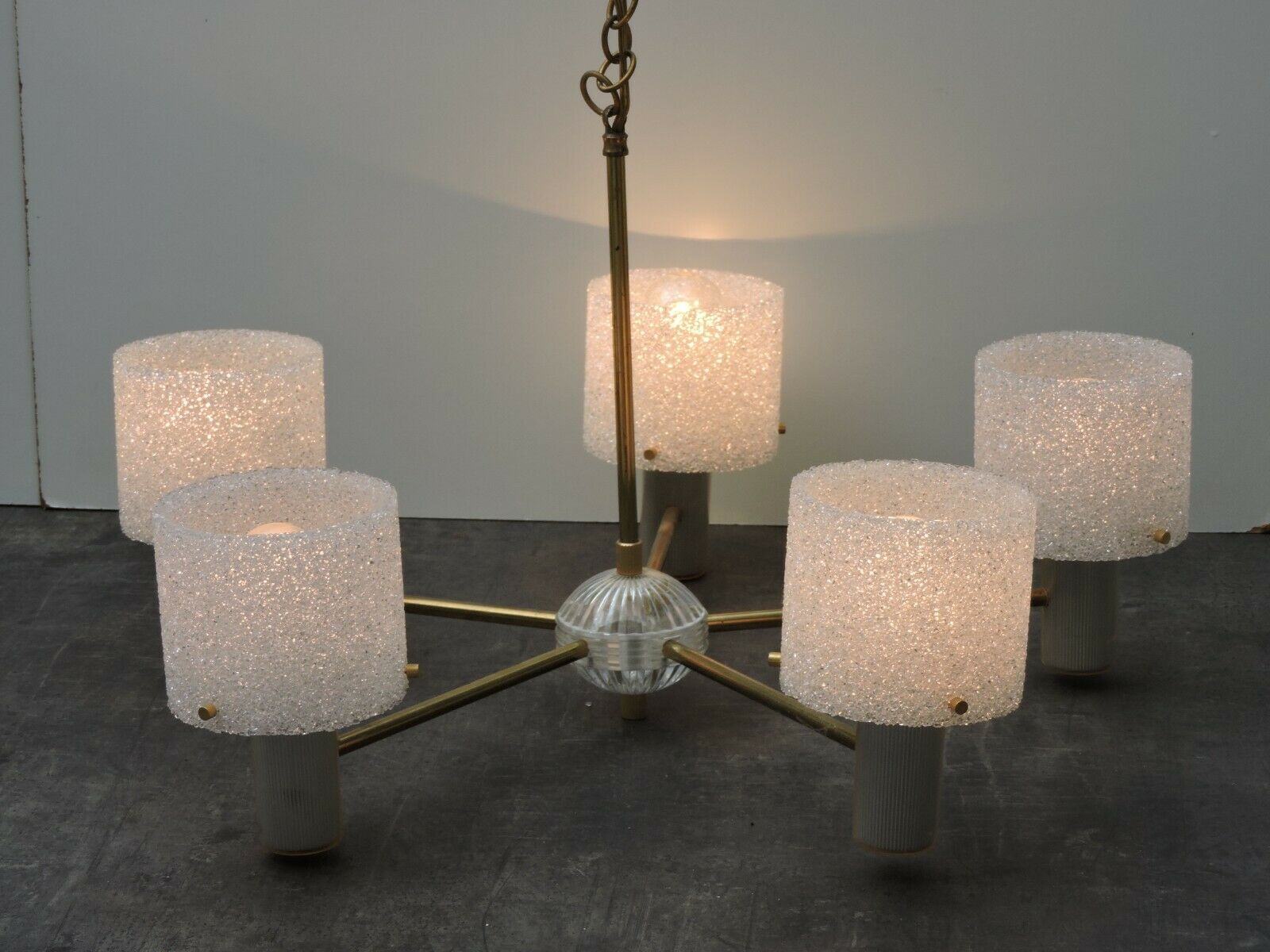 Lustre suspension Vintage Design Perplex 5 feux