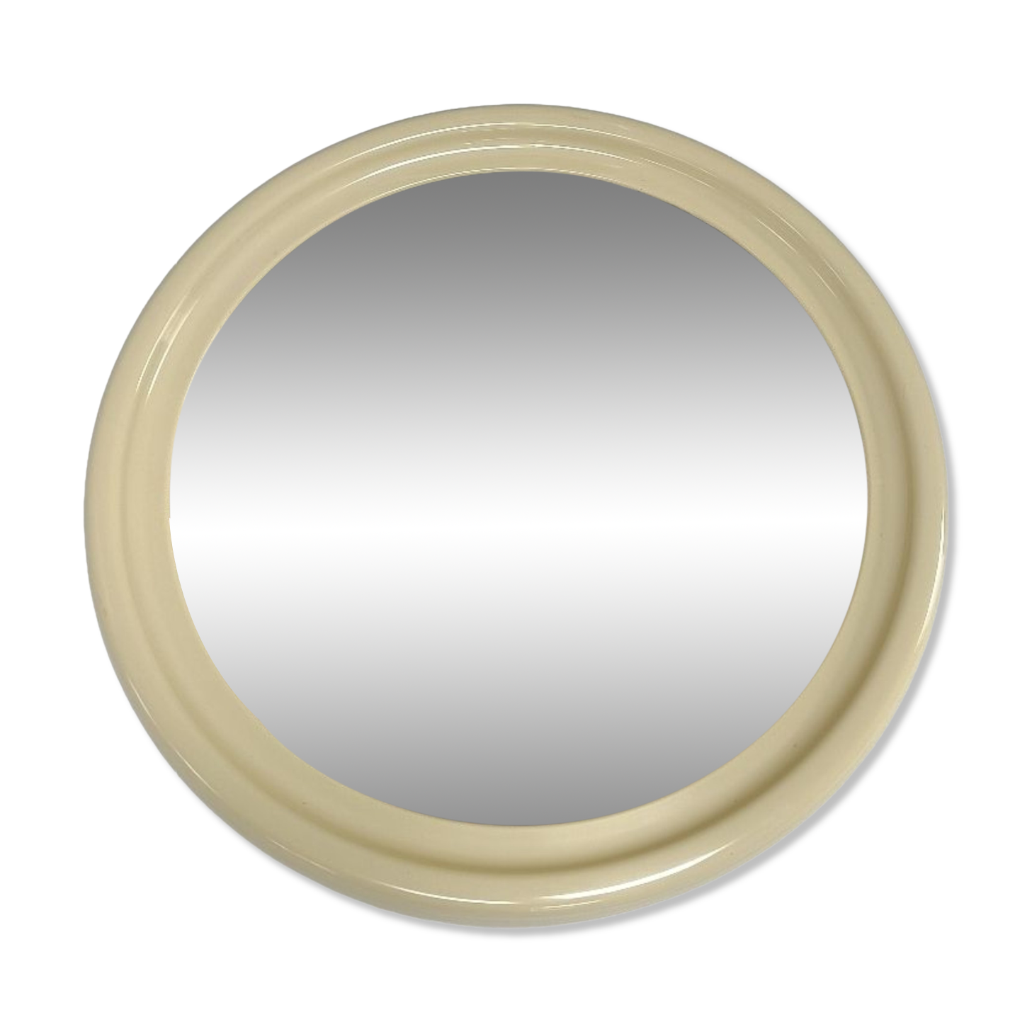 Round mirror in cream plastic, French house Syla, 70s