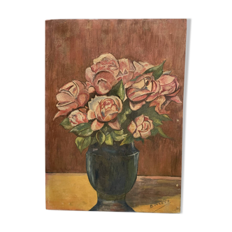 Still life with roses signed Bonnet XXth
