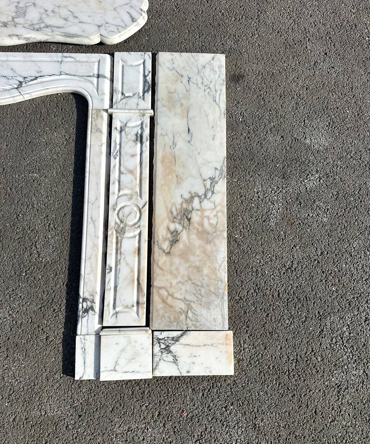 Paonazzo white marble Louis-style flat fireplace