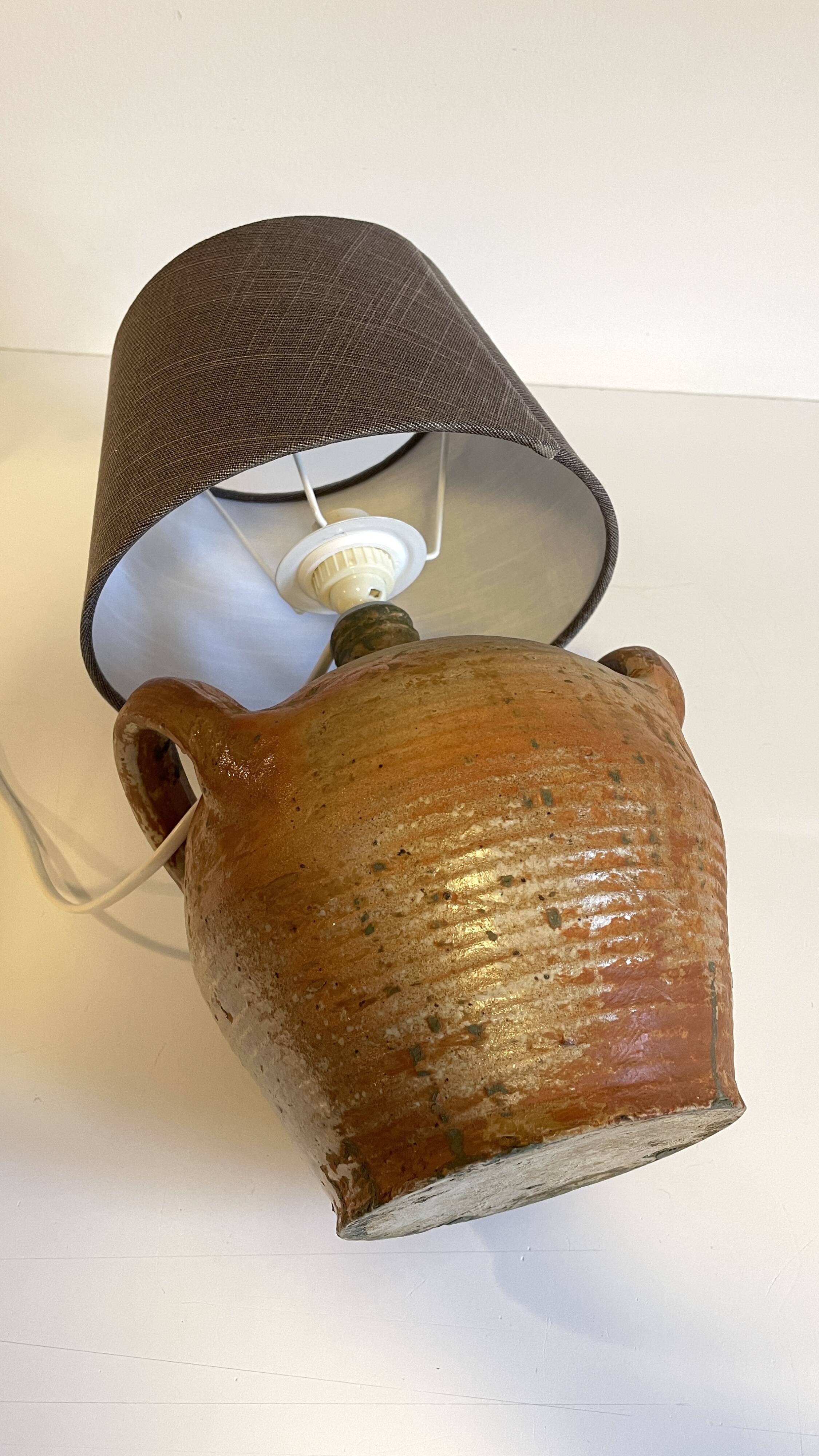 Vintage handmade pottery lamp