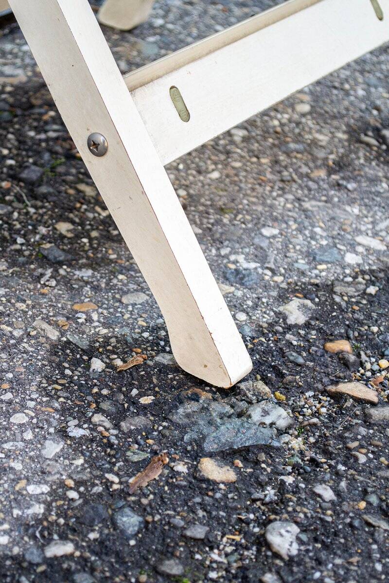 Reguitti folding garden table in wood with chairs, 1970s, set of 5