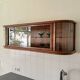 Polish Mid-Century Modern Wall Showcase Cabinet – Beveled Glass & Wood Vene