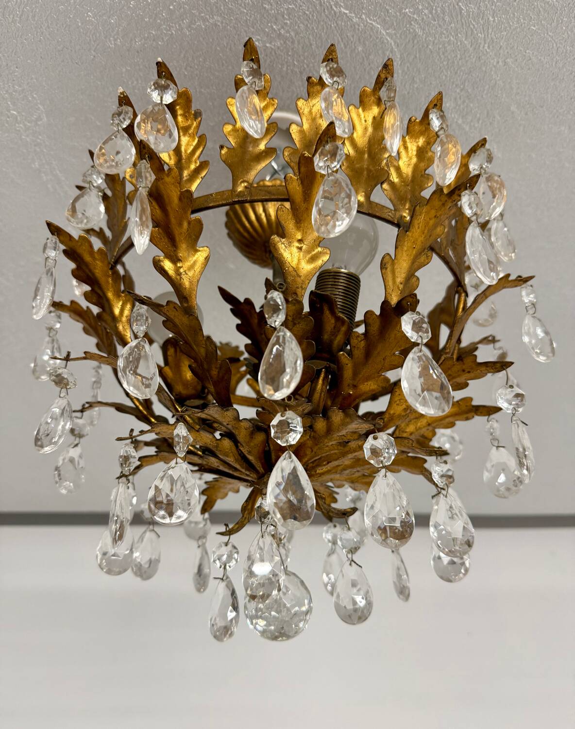 Antique chandelier with brass tassels, Banci design, Florence, Italy, 1950s