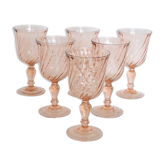 Pink glasses standing water glass, Rosaline, from the Arcoroc brand, vintage, French, size 1 on