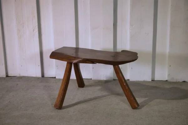 Brutalist oak stool, 1960s