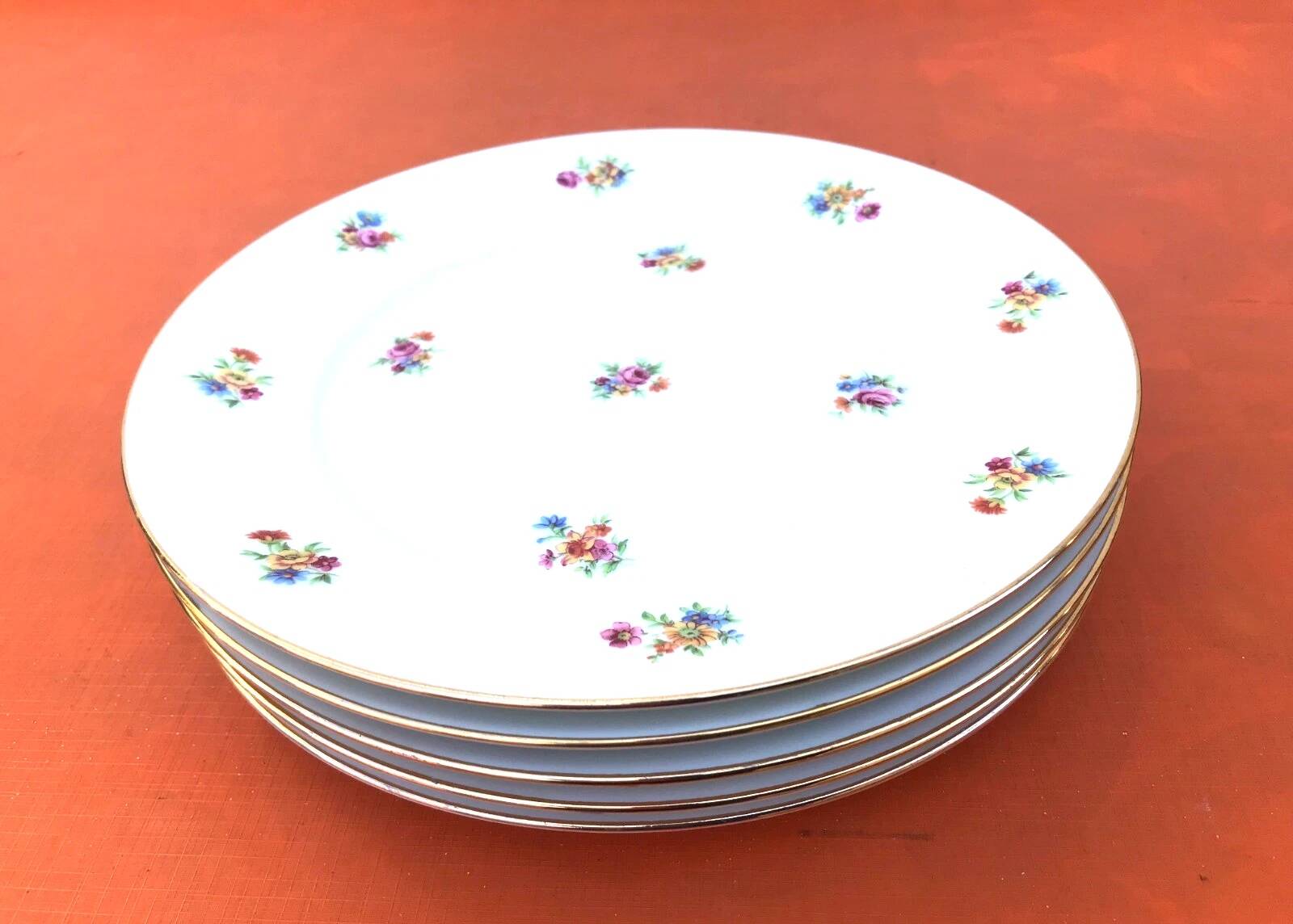 5 antique porcelain flat plates PN France