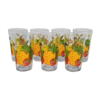 Set of 7 glasses to orangeade 1960 VMC Reims