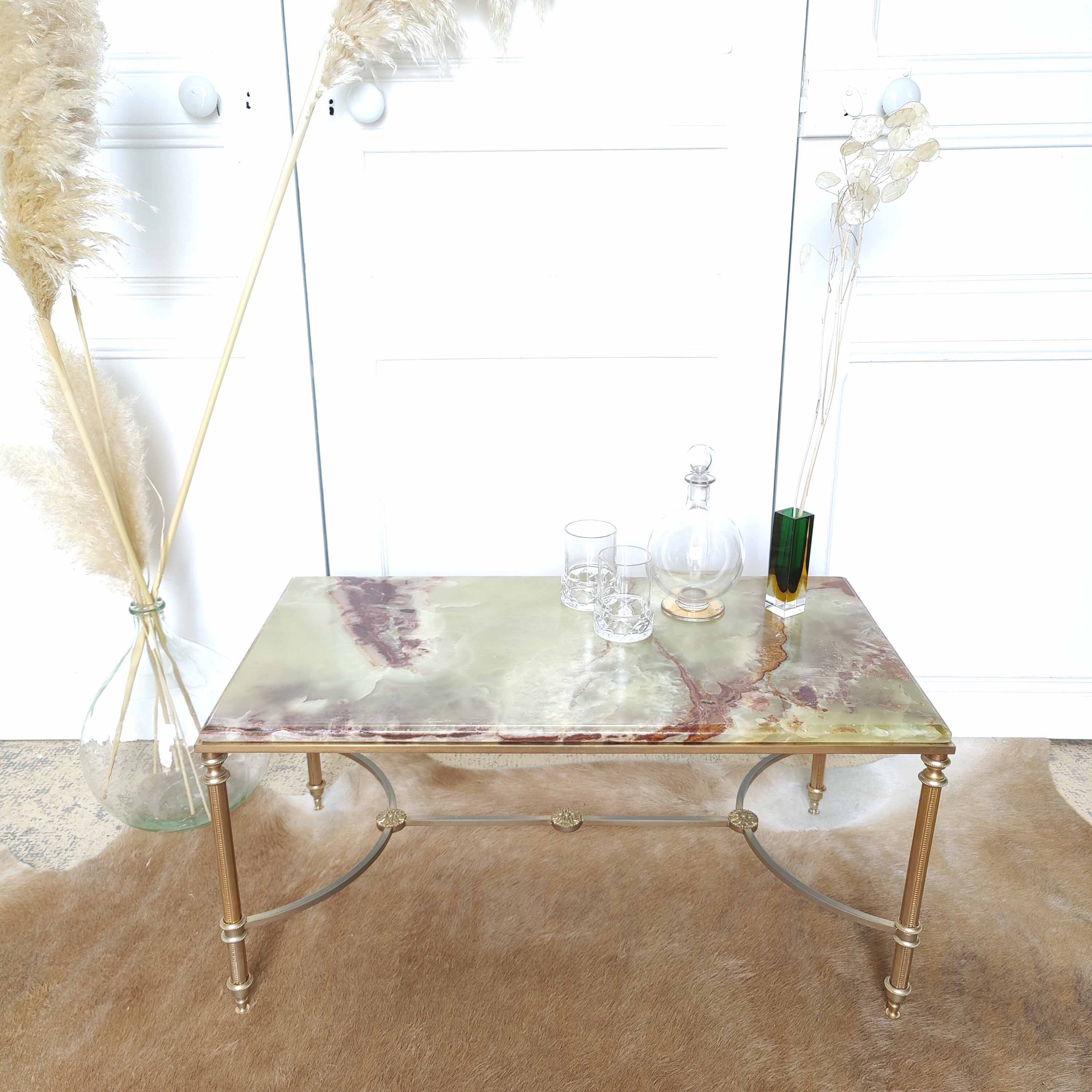 Golden and onyx coffee table