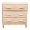 Vintage raw wood beech 3-drawer chest of drawers