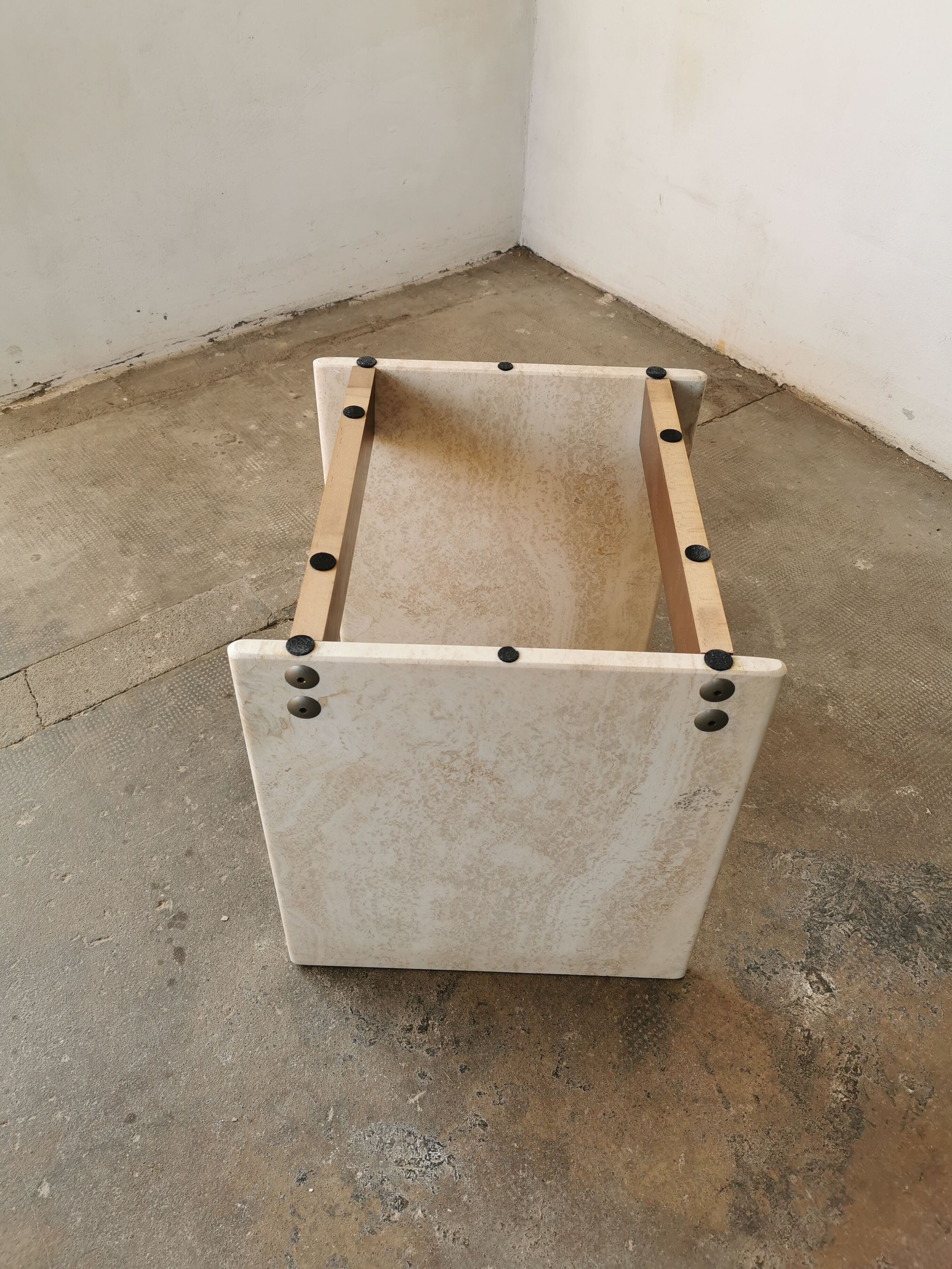 Square travertine coffee table