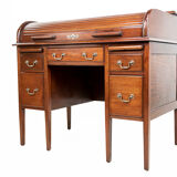 Edwardian tambour roll top mahogany desk