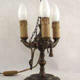 Antique Florentine 3 Light Oil Lamp with Tools Mounted in Electric Lamp 4306