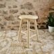 Vintage stool in cream white patinated wood
