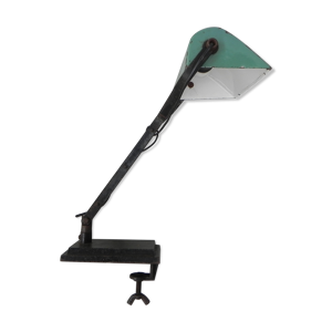 lampe de bureau, lampe de serrage avec abat-jour émaillé