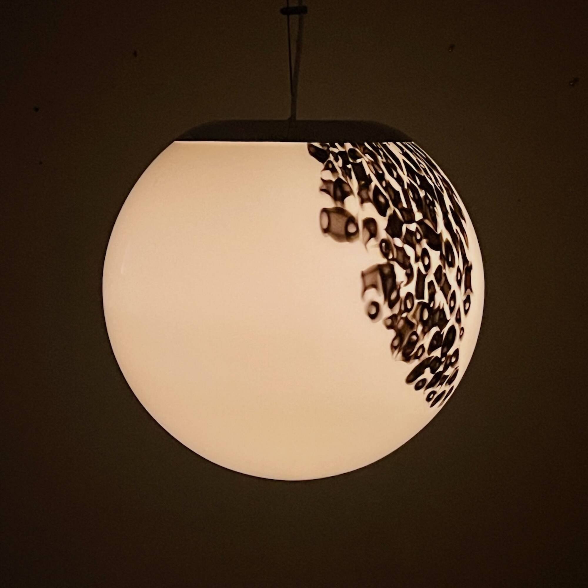 Vintage Globe Chandelier in Glass with Animal Print attributed to Angelo Brotto for Esperia, 1960s