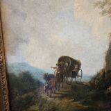 19th Century Italian School: oil on canvas painting "The Diligence"