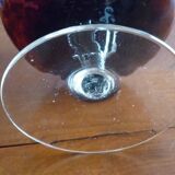 Vintage amber & clear glass footed vase