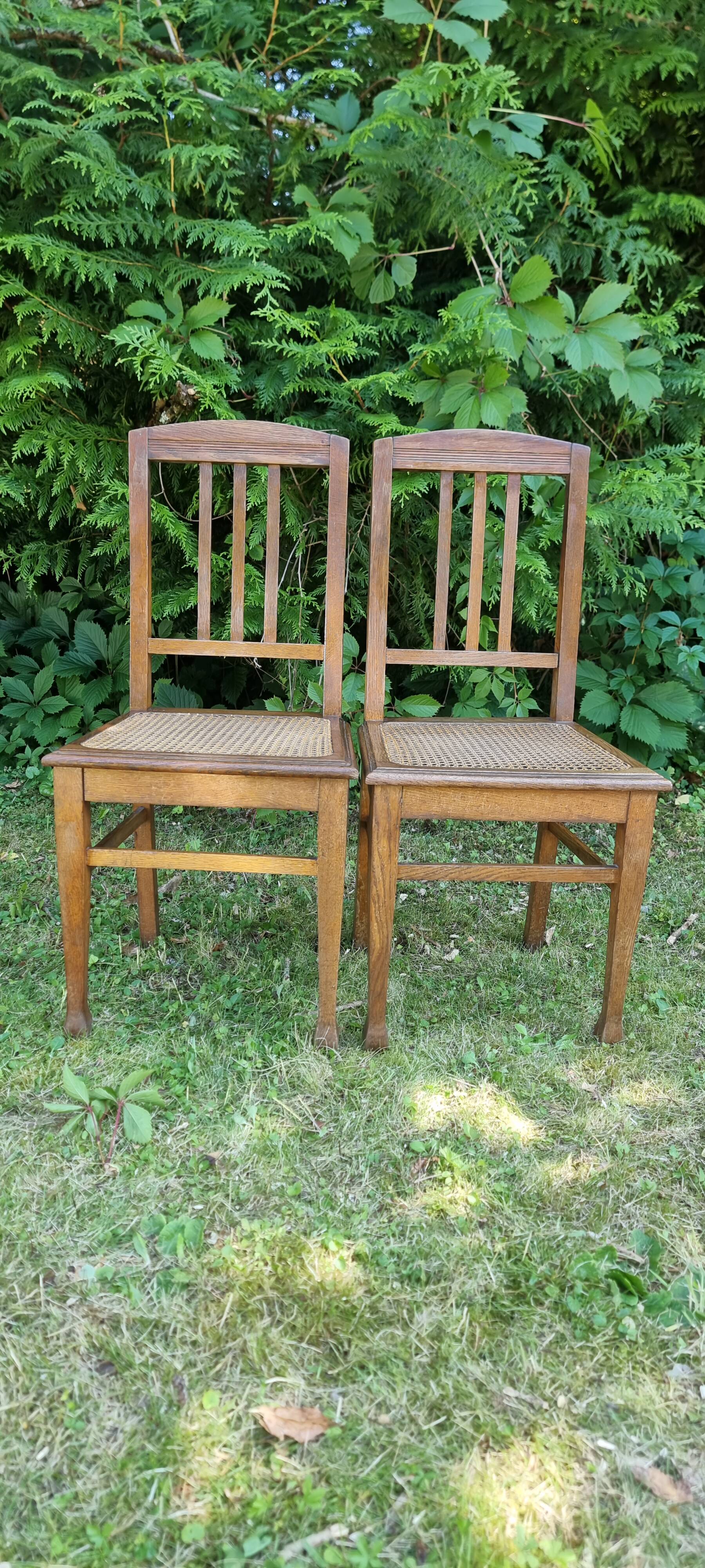 Lot de 2 chaises bistrot cannage bois art nouveau déco