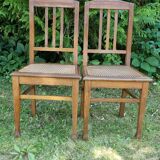 Lot de 2 chaises bistrot cannage bois art nouveau déco