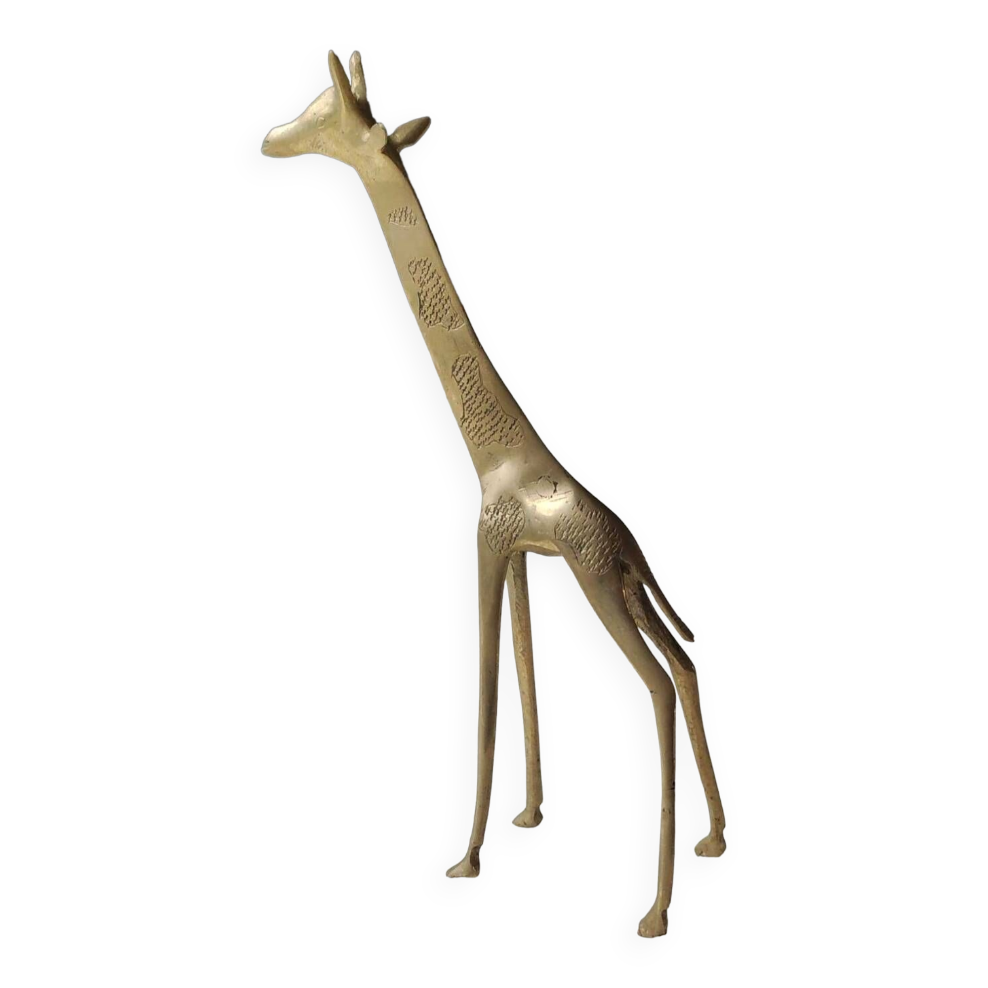 African giraffe figurine in polished brass. high 20 cm