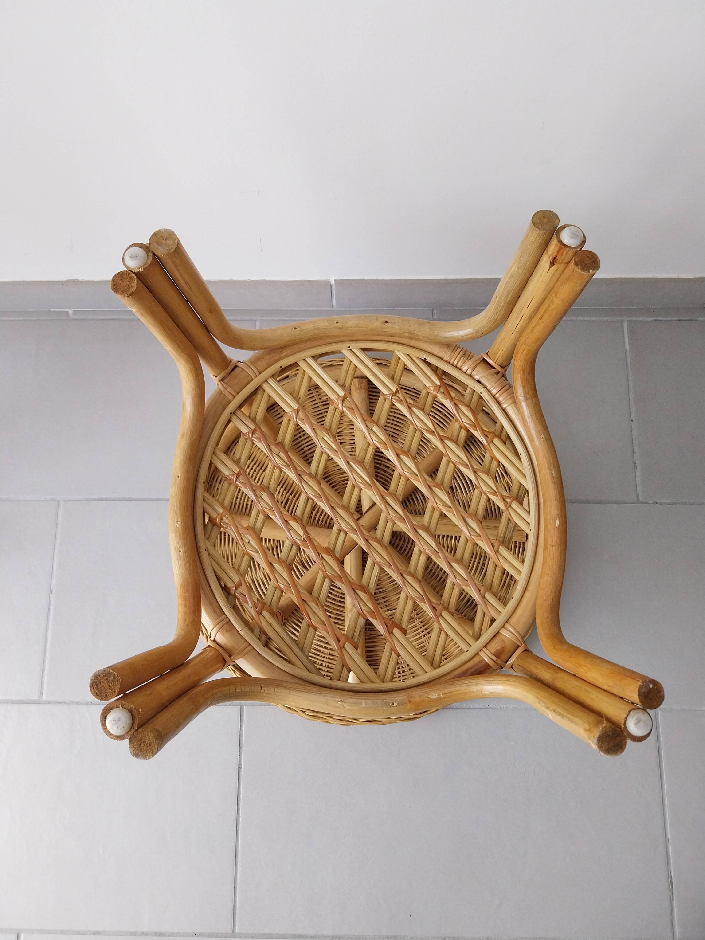 Rattan and bamboo side table