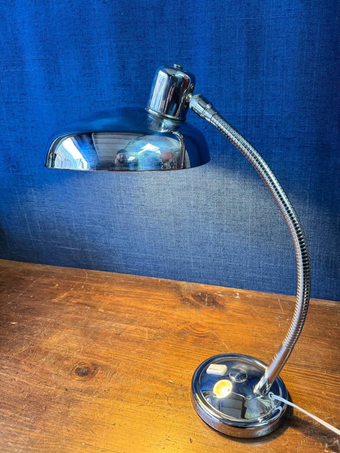 Vintage chrome desk lamp by Giovanni Michelucci for Lariolux