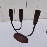 Pair of Scandinavian vintage three-light candlesticks