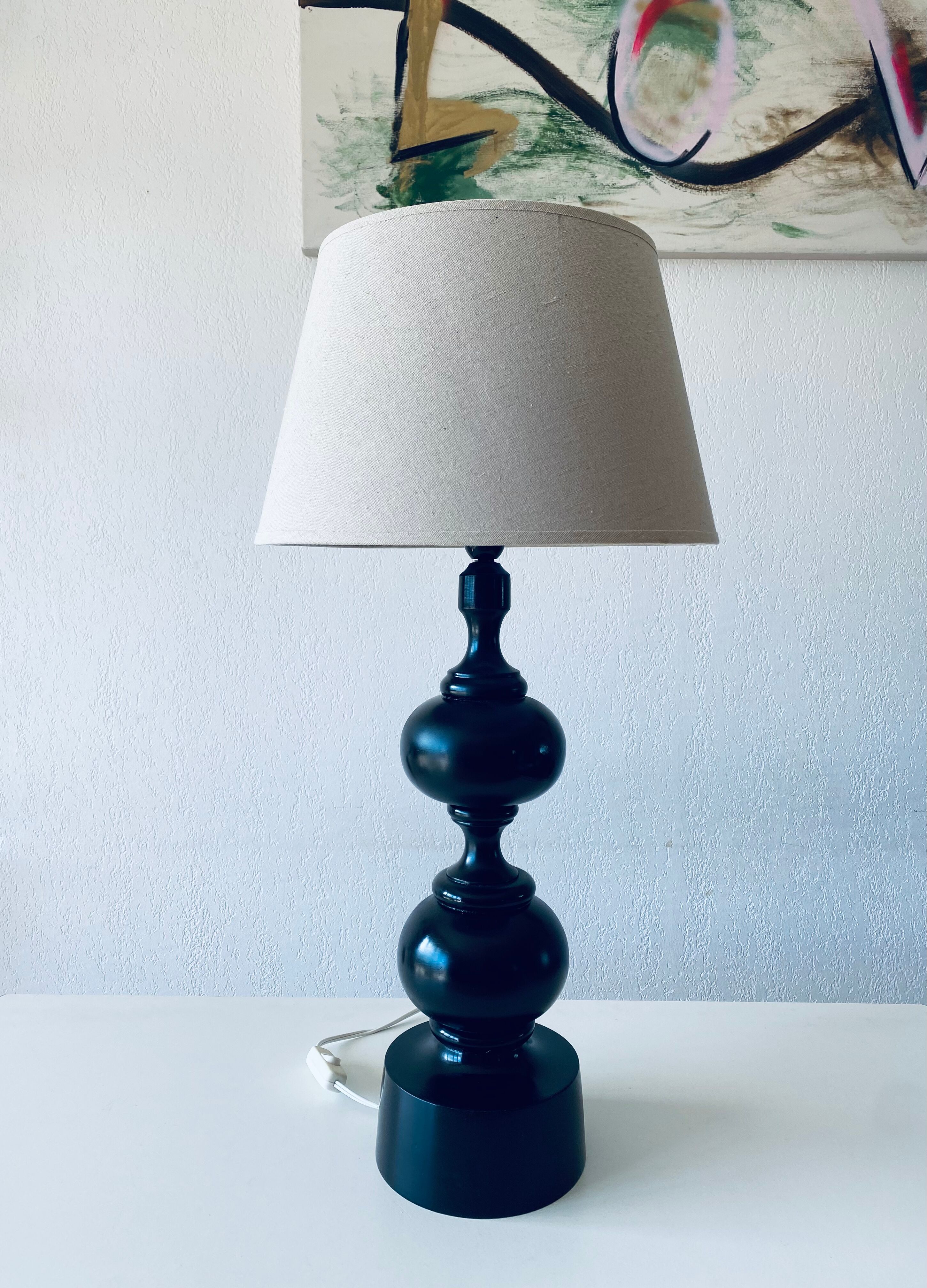 Vintage turned wooden lamp