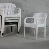 Pierre Paulin set of 6 outdoor armchairs "Dangari", Allibert. Plastic. France, 1980