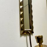 Vintage Art Deco Brass Wall mirrored Candle Sconce