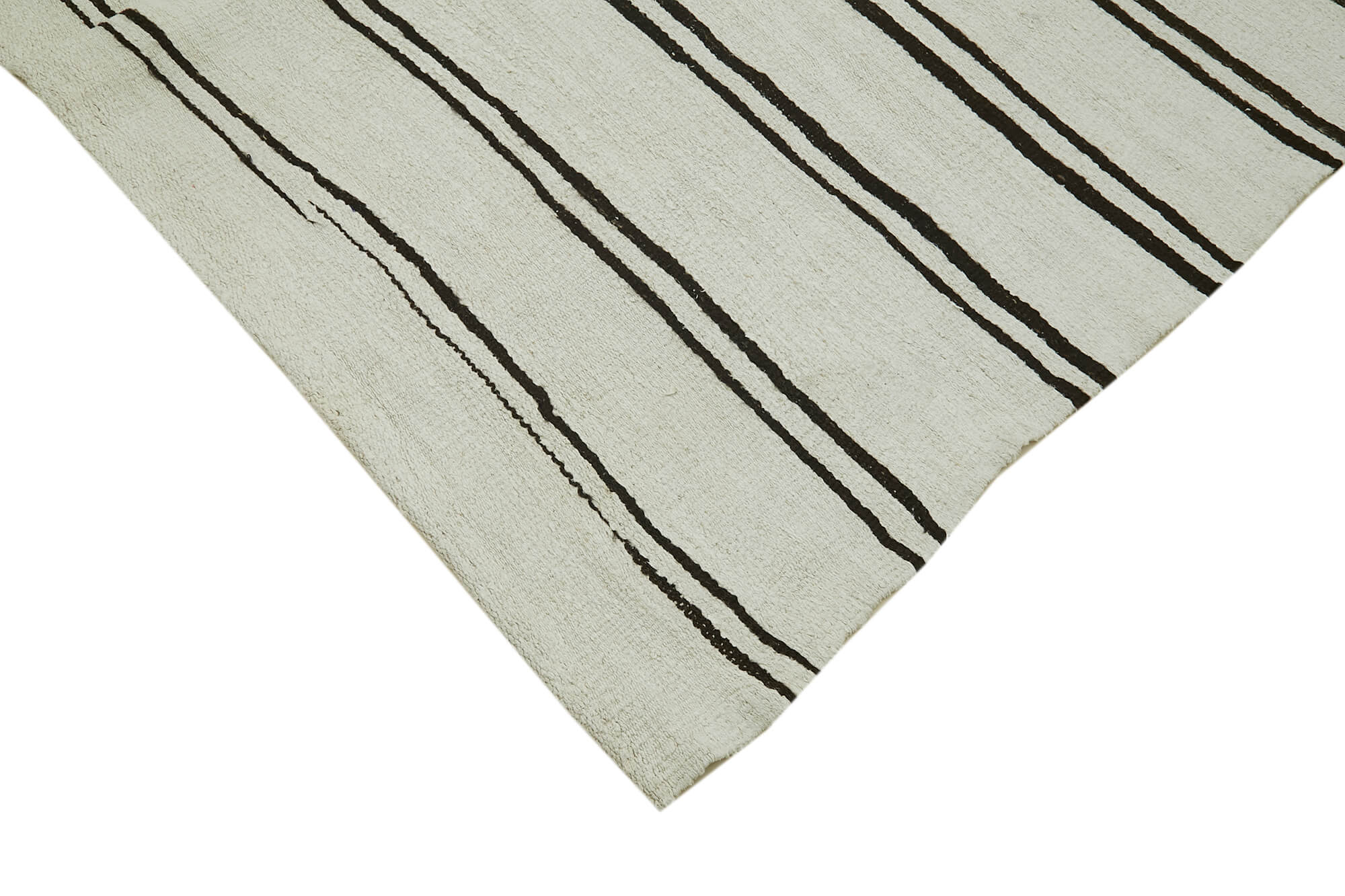 Handmade Oriental Vintage 1980s 208 cm x 412 cm White Hemp Kilim Carpet