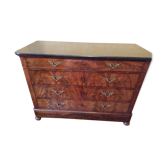Louis Philippe chest of drawers In walnut veneer with black marble top