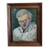 Gouache on framed cardboard "Old man with glasses", V. Lod (20th century)