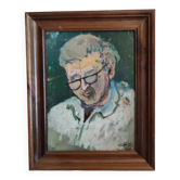 Gouache on framed cardboard "Old man with glasses", V. Lod (20th century)
