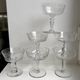 Set of 6 depicted art deco engraved crystal champagne glasses mismatched 50s