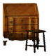 Vintage Scandinavian Stool Painted in Dark Green and Dark Red Wood, Folk Style, 1940s