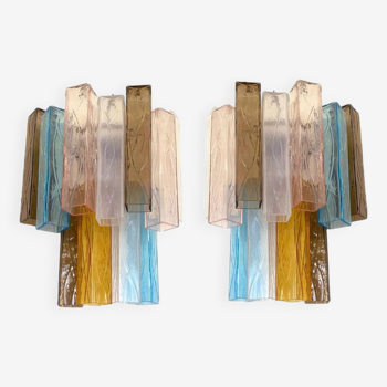 Paire d'appliques contemporaines en verre de Murano, Italie