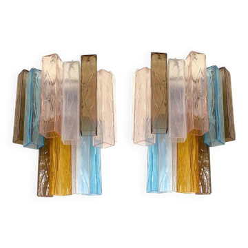 Paire d'appliques contemporaines en verre de Murano, Italie