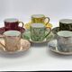 Set of 6 multicoloured moka cups in Limoges fine porcelain.