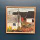 huile sur toile suédoise du milieu du siècle – « Parmi les maisons » par Karl Bertil Lundh – 1967 – Vintage et encadrée