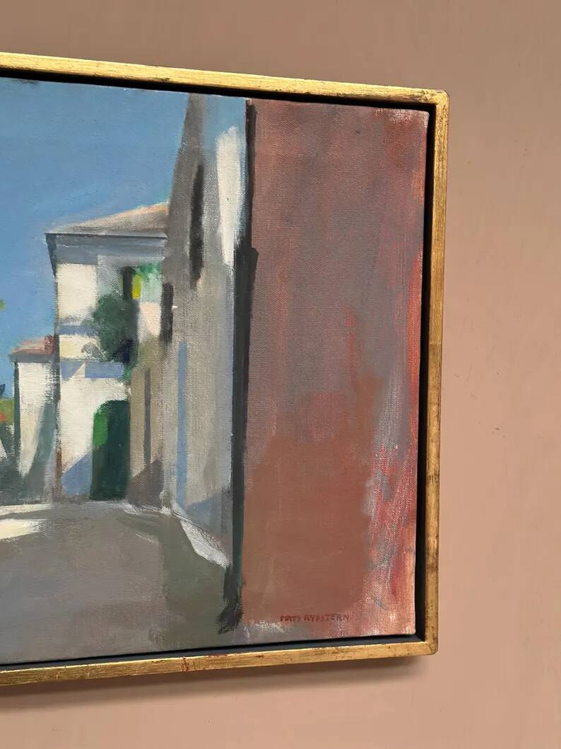 Original Swedish Oil on Canvas – “Town” by Mats Rydstern – Signed – Vintage & Framed – 37 × 49 cm (14.6" × 19.3")