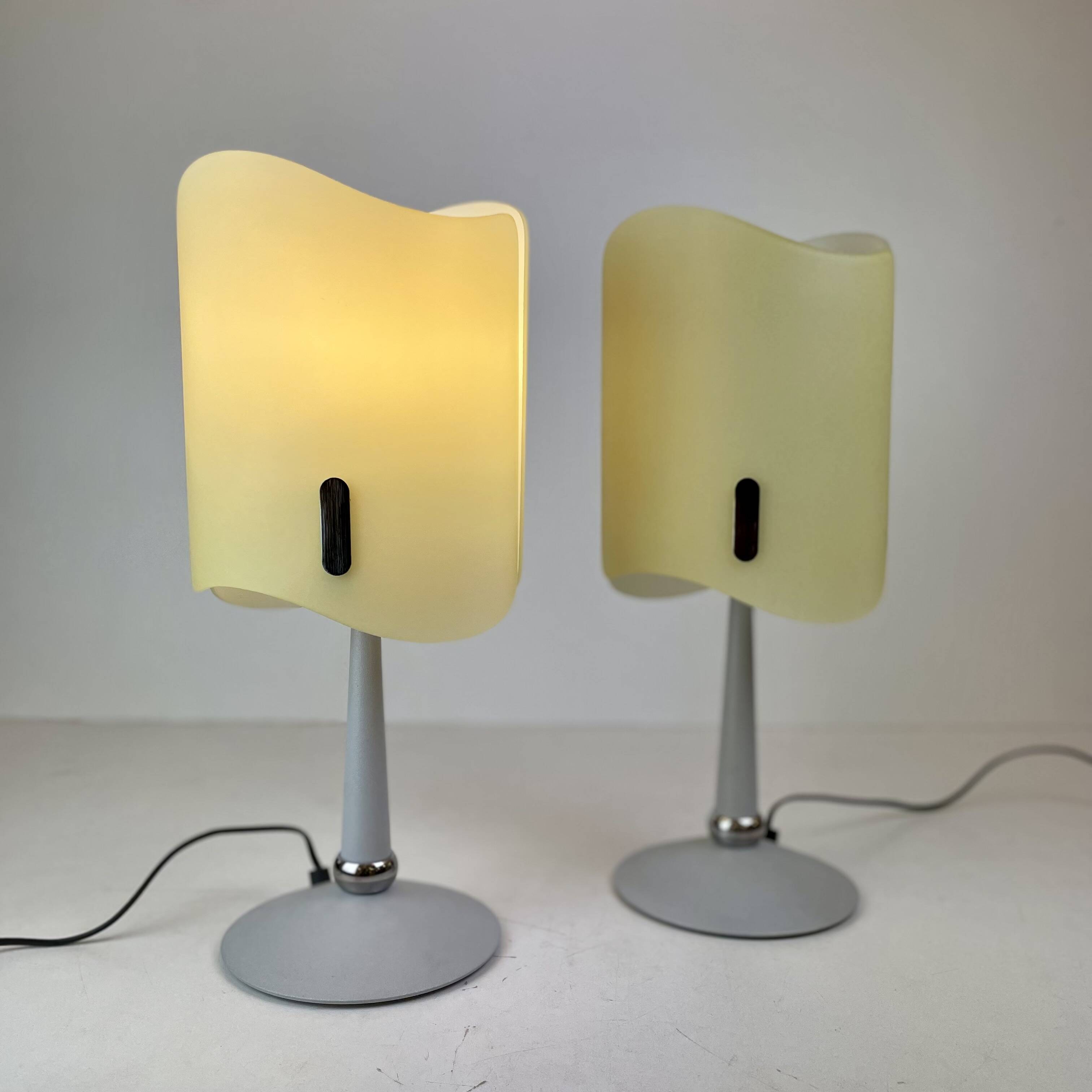 Pair of Italian Opaline Table Lamps, 1990s