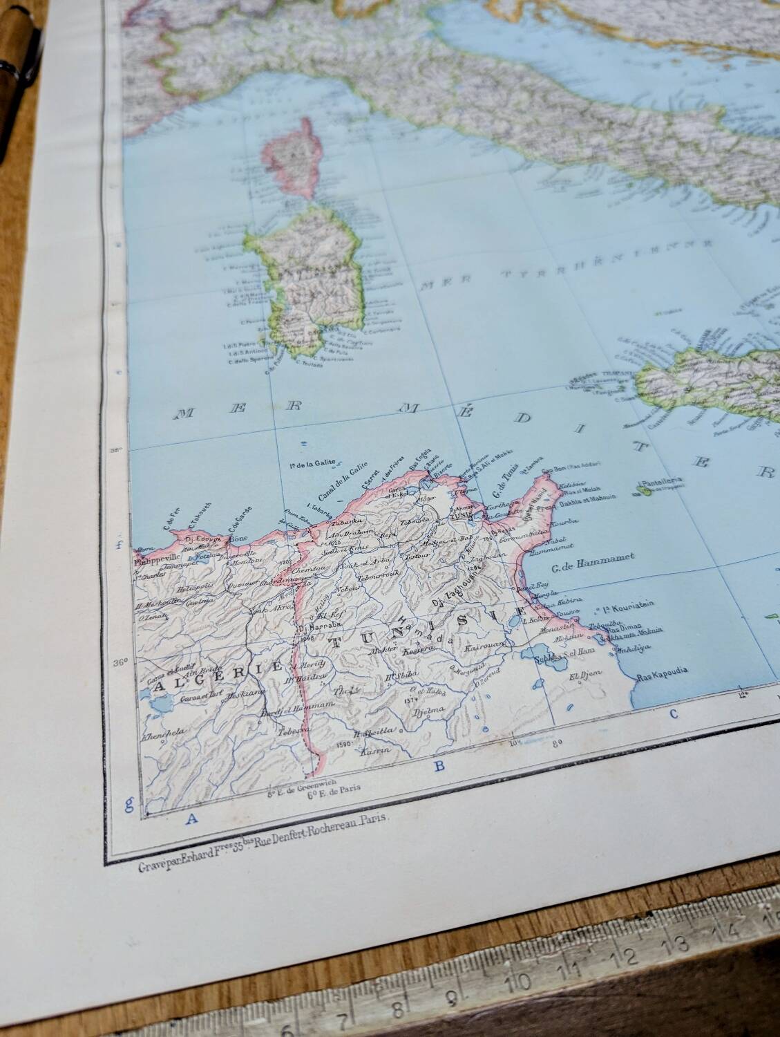 Italy, original map printed in 1907.