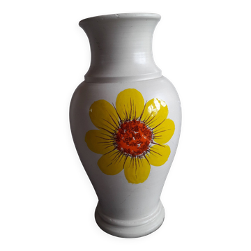 Grand vase vintage au décor floral