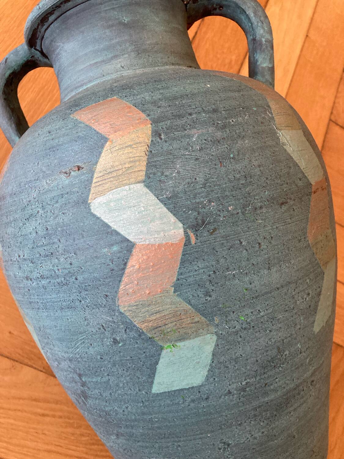 Turquoise terracotta jar