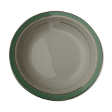 Hollow round dish in half badonviller porcelain with green marli diam 28 cm